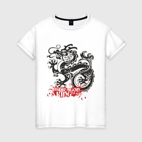 Женская футболка хлопок с принтом Dragon (7) в Кировске, 100% хлопок | прямой крой, круглый вырез горловины, длина до линии бедер, слегка спущенное плечо | dragon | street art | urban style | дракон | китайский дракон | принт | уличный стиль | урбан стайл | фешн