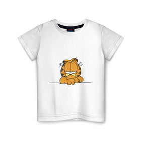 Детская футболка хлопок с принтом Гарфилд (6) в Кировске, 100% хлопок | круглый вырез горловины, полуприлегающий силуэт, длина до линии бедер | Тематика изображения на принте: garfield | гарфилд