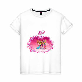 Женская футболка хлопок с принтом Winx club new в Кировске, 100% хлопок | прямой крой, круглый вырез горловины, длина до линии бедер, слегка спущенное плечо | winx | винкс