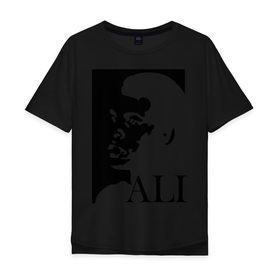 Мужская футболка хлопок Oversize с принтом Мухамед Али в Кировске, 100% хлопок | свободный крой, круглый ворот, “спинка” длиннее передней части | мухаммад | мухаммед