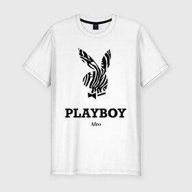 Мужская футболка премиум с принтом Afro PlayBoy в Кировске, 92% хлопок, 8% лайкра | приталенный силуэт, круглый вырез ворота, длина до линии бедра, короткий рукав | boy | play | playboy | бой | зайчик | заяц | плей | плейбой | плэйбой