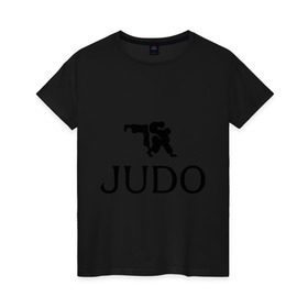 Женская футболка хлопок с принтом Дзюдо в Кировске, 100% хлопок | прямой крой, круглый вырез горловины, длина до линии бедер, слегка спущенное плечо | дзюдо