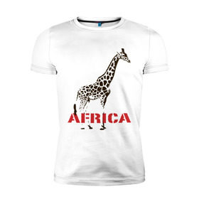 Мужская футболка премиум с принтом Africa в Кировске, 92% хлопок, 8% лайкра | приталенный силуэт, круглый вырез ворота, длина до линии бедра, короткий рукав | africa | giraffa | safari | африка | животные | жираф | сафари