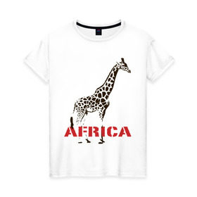 Женская футболка хлопок с принтом Africa в Кировске, 100% хлопок | прямой крой, круглый вырез горловины, длина до линии бедер, слегка спущенное плечо | africa | giraffa | safari | африка | животные | жираф | сафари