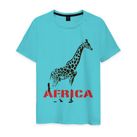 Мужская футболка хлопок с принтом Africa в Кировске, 100% хлопок | прямой крой, круглый вырез горловины, длина до линии бедер, слегка спущенное плечо. | Тематика изображения на принте: africa | giraffa | safari | африка | животные | жираф | сафари