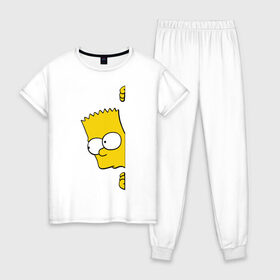 Женская пижама хлопок с принтом Bart Simpson (3) в Кировске, 100% хлопок | брюки и футболка прямого кроя, без карманов, на брюках мягкая резинка на поясе и по низу штанин | гомер