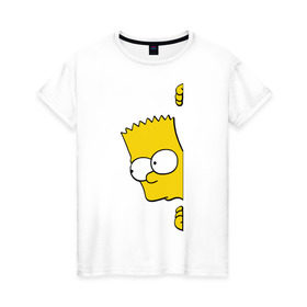 Женская футболка хлопок с принтом Bart Simpson (3) в Кировске, 100% хлопок | прямой крой, круглый вырез горловины, длина до линии бедер, слегка спущенное плечо | гомер