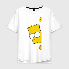 Мужская футболка хлопок Oversize с принтом Bart Simpson (3) в Кировске, 100% хлопок | свободный крой, круглый ворот, “спинка” длиннее передней части | гомер