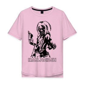 Мужская футболка хлопок Oversize с принтом Iron Maden с демоном в Кировске, 100% хлопок | свободный крой, круглый ворот, “спинка” длиннее передней части | iron maden | rock | демон | панк | рок | эмблема iron maden