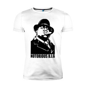 Мужская футболка премиум с принтом Notorious B.I.G в Кировске, 92% хлопок, 8% лайкра | приталенный силуэт, круглый вырез ворота, длина до линии бедра, короткий рукав | 