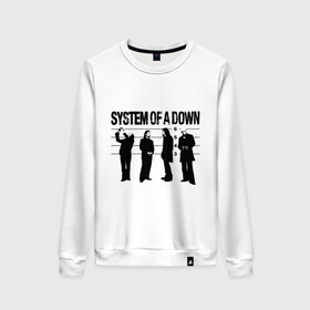 Женский свитшот хлопок с принтом System of a Down музыканты в Кировске, 100% хлопок | прямой крой, круглый вырез, на манжетах и по низу широкая трикотажная резинка  | system of a down | изображение system of a down | музыканты system of a down | силуэты system of a down