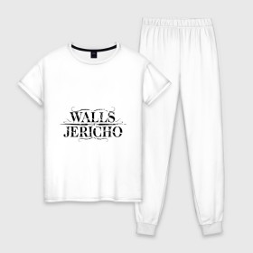 Женская пижама хлопок с принтом Walls Jericho в Кировске, 100% хлопок | брюки и футболка прямого кроя, без карманов, на брюках мягкая резинка на поясе и по низу штанин | 
