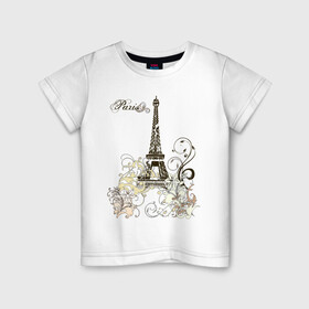 Детская футболка хлопок с принтом Paris (2) в Кировске, 100% хлопок | круглый вырез горловины, полуприлегающий силуэт, длина до линии бедер | башня | париж | парижане | франция | французский | французы | эйфелева