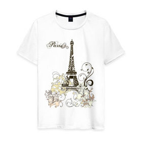 Мужская футболка хлопок с принтом Paris (2) в Кировске, 100% хлопок | прямой крой, круглый вырез горловины, длина до линии бедер, слегка спущенное плечо. | башня | париж | парижане | франция | французский | французы | эйфелева