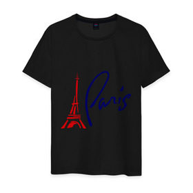 Мужская футболка хлопок с принтом Paris (3) в Кировске, 100% хлопок | прямой крой, круглый вырез горловины, длина до линии бедер, слегка спущенное плечо. | Тематика изображения на принте: france | paris | европа | париж | франция | французский | эйфелева башня