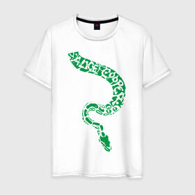 Мужская футболка хлопок с принтом Alice Cooper змея в Кировске, 100% хлопок | прямой крой, круглый вырез горловины, длина до линии бедер, слегка спущенное плечо. | alice cooper | rock | змейка | змея | музыка | панк | рок | элис купер | элис купер змея