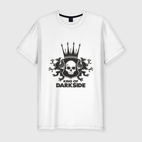 Мужская футболка премиум с принтом King of Dark Side в Кировске, 92% хлопок, 8% лайкра | приталенный силуэт, круглый вырез ворота, длина до линии бедра, короткий рукав | king of dark side | король темной стороны | череп