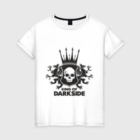 Женская футболка хлопок с принтом King of Dark Side в Кировске, 100% хлопок | прямой крой, круглый вырез горловины, длина до линии бедер, слегка спущенное плечо | Тематика изображения на принте: king of dark side | король темной стороны | череп