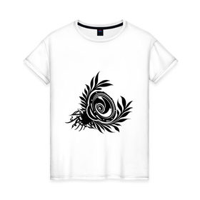 Женская футболка хлопок с принтом Динамик в листве в Кировске, 100% хлопок | прямой крой, круглый вырез горловины, длина до линии бедер, слегка спущенное плечо | динамик | звуки | музыка