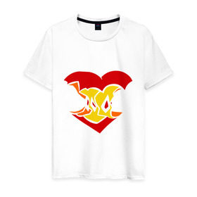 Мужская футболка хлопок с принтом Огрызок яблока в Кировске, 100% хлопок | прямой крой, круглый вырез горловины, длина до линии бедер, слегка спущенное плечо. | любовь | огрызок | огрызок яблока | сердце | яблоко