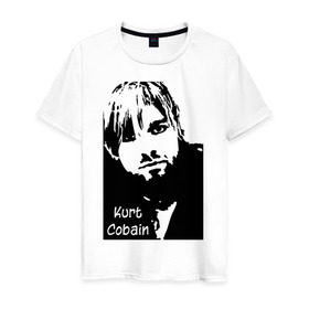 Мужская футболка хлопок с принтом Курт Кобейн в Кировске, 100% хлопок | прямой крой, круглый вырез горловины, длина до линии бедер, слегка спущенное плечо. | kurt cobain | nirvana | курт кобейн | нирвана
