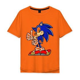 Мужская футболка хлопок Oversize с принтом Sonic (2) в Кировске, 100% хлопок | свободный крой, круглый ворот, “спинка” длиннее передней части | sega | sonic | super sonic | видеоигры | еж | приставки | соник