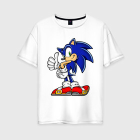 Женская футболка хлопок Oversize с принтом Sonic (2) в Кировске, 100% хлопок | свободный крой, круглый ворот, спущенный рукав, длина до линии бедер
 | sega | sonic | super sonic | видеоигры | еж | приставки | соник