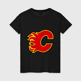 Женская футболка хлопок с принтом Calgary Flames McDonald в Кировске, 100% хлопок | прямой крой, круглый вырез горловины, длина до линии бедер, слегка спущенное плечо | 