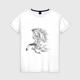 Женская футболка хлопок с принтом Лошадка в Кировске, 100% хлопок | прямой крой, круглый вырез горловины, длина до линии бедер, слегка спущенное плечо | 