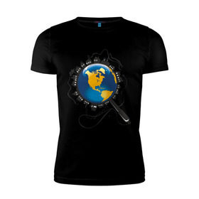 Мужская футболка премиум с принтом И всетаки она вертится в Кировске, 92% хлопок, 8% лайкра | приталенный силуэт, круглый вырез ворота, длина до линии бедра, короткий рукав | earth | planet | глобус | земной шар | и все таки он вертится | мир | планета земля