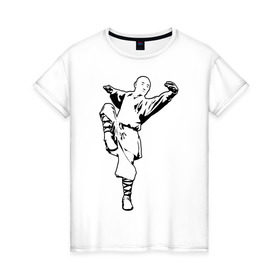Женская футболка хлопок с принтом Кунг-фу в Кировске, 100% хлопок | прямой крой, круглый вырез горловины, длина до линии бедер, слегка спущенное плечо | 