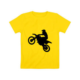 Детская футболка хлопок с принтом Мотоцикл (мотокросс) в Кировске, 100% хлопок | круглый вырез горловины, полуприлегающий силуэт, длина до линии бедер | Тематика изображения на принте: байк | байкер | мото | мотогонки | мотокросс | мотоцикл