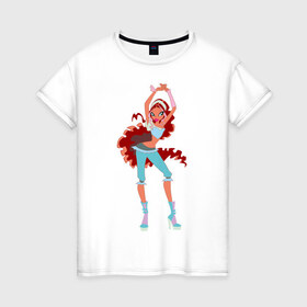 Женская футболка хлопок с принтом Лейла в Кировске, 100% хлопок | прямой крой, круглый вырез горловины, длина до линии бедер, слегка спущенное плечо | winx | винкс | лейлалейла