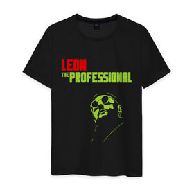 Мужская футболка хлопок с принтом Leon the Professional в Кировске, 100% хлопок | прямой крой, круглый вырез горловины, длина до линии бедер, слегка спущенное плечо. | 