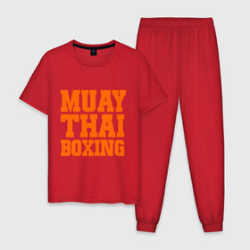 Мужская пижама хлопок с принтом Muay Thai Boxing в Кировске, 100% хлопок | брюки и футболка прямого кроя, без карманов, на брюках мягкая резинка на поясе и по низу штанин
 | емельяненко | муай тай