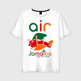 Женская футболка хлопок Oversize с принтом Самолетик в Кировске, 100% хлопок | свободный крой, круглый ворот, спущенный рукав, длина до линии бедер
 | jamaica | самолет | самолетик | ямайка
