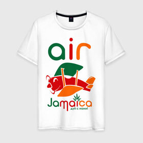 Мужская футболка хлопок с принтом Самолетик в Кировске, 100% хлопок | прямой крой, круглый вырез горловины, длина до линии бедер, слегка спущенное плечо. | jamaica | самолет | самолетик | ямайка