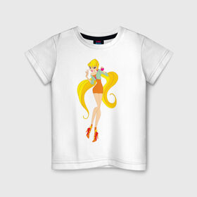 Детская футболка хлопок с принтом Stella в Кировске, 100% хлопок | круглый вырез горловины, полуприлегающий силуэт, длина до линии бедер | stella | stellaвинкс | winx | стелла