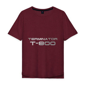 Мужская футболка хлопок Oversize с принтом Терминатор Т-800 в Кировске, 100% хлопок | свободный крой, круглый ворот, “спинка” длиннее передней части | terminator | терминатор