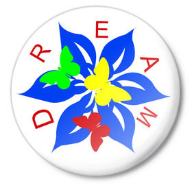 Значок с принтом Мечта в Кировске,  металл | круглая форма, металлическая застежка в виде булавки | dream | бабочки | мечтать | цветок | цветочек | цветы