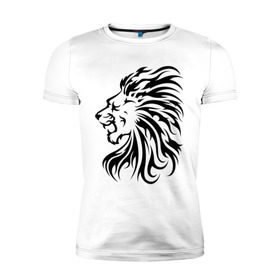 Мужская футболка премиум с принтом Лев чандр в Кировске, 92% хлопок, 8% лайкра | приталенный силуэт, круглый вырез ворота, длина до линии бедра, короткий рукав | голова льва | лев | лев чандр