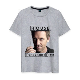 Мужская футболка хлопок с принтом House idea в Кировске, 100% хлопок | прямой крой, круглый вырез горловины, длина до линии бедер, слегка спущенное плечо. | everybody lies | haus | house | все лгут | доктор | хауз | хаус | хью лори