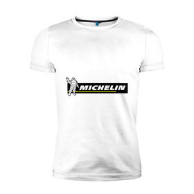 Мужская футболка премиум с принтом Michelin в Кировске, 92% хлопок, 8% лайкра | приталенный силуэт, круглый вырез ворота, длина до линии бедра, короткий рукав | michelin | авто | авто2012 | автомобили | машины | мишлен | тачки | тюнинг | шины мишлен