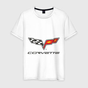 Мужская футболка хлопок с принтом Corvette в Кировске, 100% хлопок | прямой крой, круглый вырез горловины, длина до линии бедер, слегка спущенное плечо. | 