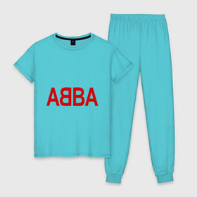 Женская пижама хлопок с принтом ABBA в Кировске, 100% хлопок | брюки и футболка прямого кроя, без карманов, на брюках мягкая резинка на поясе и по низу штанин | 70е | 80е | abba | абба | группа | квартет | музыка | музыкальные группы | поп музыка