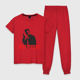 Женская пижама хлопок с принтом Max Payne (2) в Кировске, 100% хлопок | брюки и футболка прямого кроя, без карманов, на брюках мягкая резинка на поясе и по низу штанин | max payne | shooter | макс пейн | стрелялка | шутер