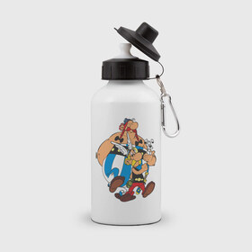 Бутылка спортивная с принтом Asterix&Obelix (3) в Кировске, металл | емкость — 500 мл, в комплекте две пластиковые крышки и карабин для крепления | астерикс | астерикс и обеликс | обеликс