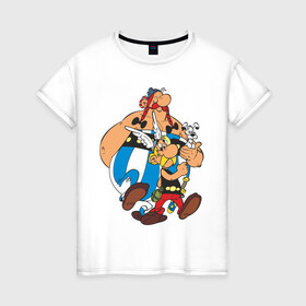 Женская футболка хлопок с принтом Asterix&Obelix (3) в Кировске, 100% хлопок | прямой крой, круглый вырез горловины, длина до линии бедер, слегка спущенное плечо | астерикс | астерикс и обеликс | обеликс
