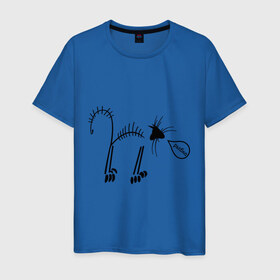 Мужская футболка хлопок с принтом Кот рыбак в Кировске, 100% хлопок | прямой крой, круглый вырез горловины, длина до линии бедер, слегка спущенное плечо. | кот рыбаккот | котик | котэ | кошак | рыба | рыбак | рыбка