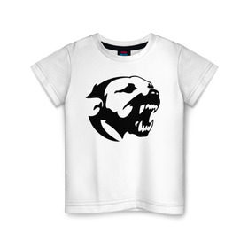 Детская футболка хлопок с принтом Питбуль в Кировске, 100% хлопок | круглый вырез горловины, полуприлегающий силуэт, длина до линии бедер | злая собака | питбуль